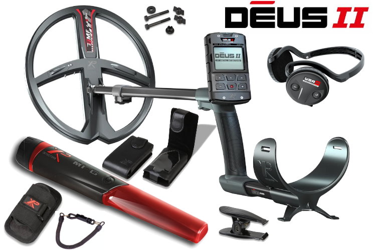 Metalldetektor XP Deus 2 mit 34cm Spule & Funkkopfh&ouml;rer WSA ST & MI-6