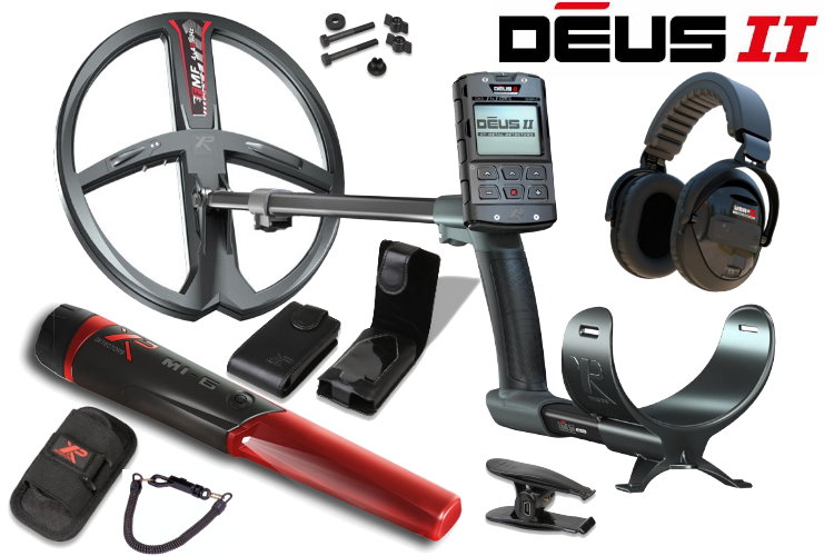 Metalldetektor XP Deus 2 mit 34cm Spule & Funkkopfh&ouml;rer WSA XL ST & MI-6